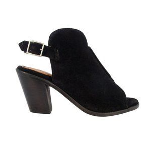 FRYE Courtney $198 Black Suede Peep Toe Heeled Booties 9B